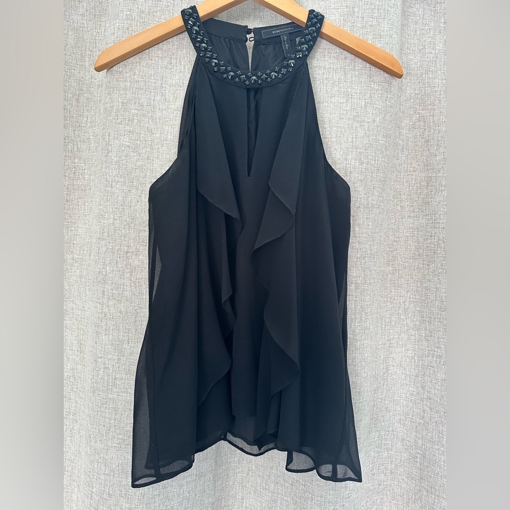BCBG Black Chiffon Dress Tank